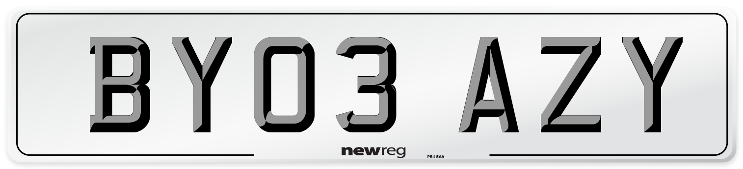 BY03 AZY Number Plate from New Reg